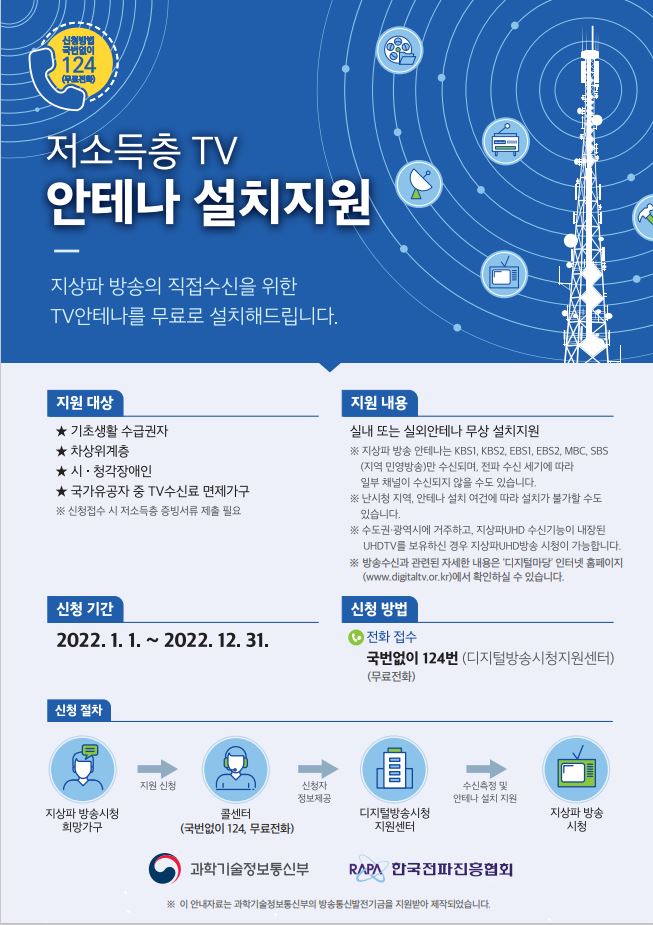 저소득층 디지털방송 시청지원 안내 이미지1