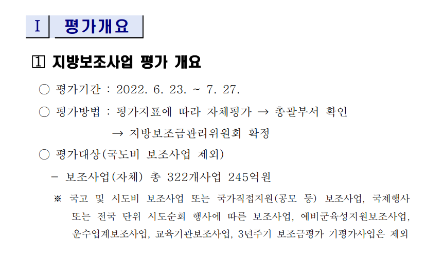2022년도(2021회계연도) 지방보조금 성과평가 결과 이미지1