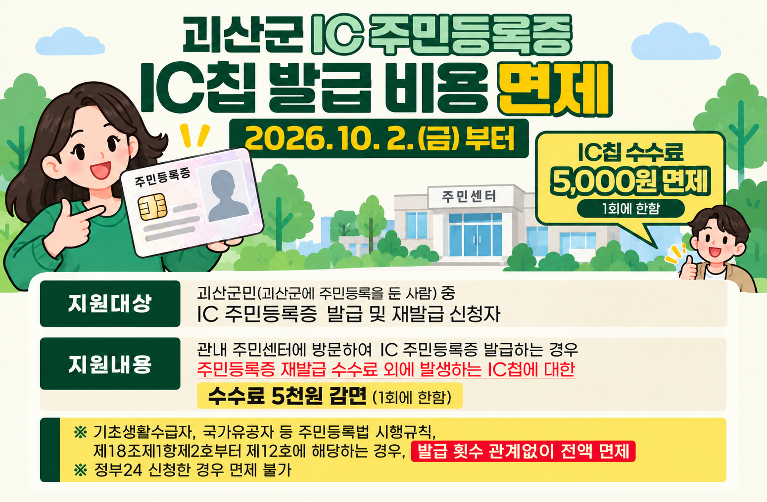 IC 주민등록증 IC칩 발급 비용 면제