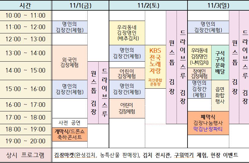 시간별 일정표